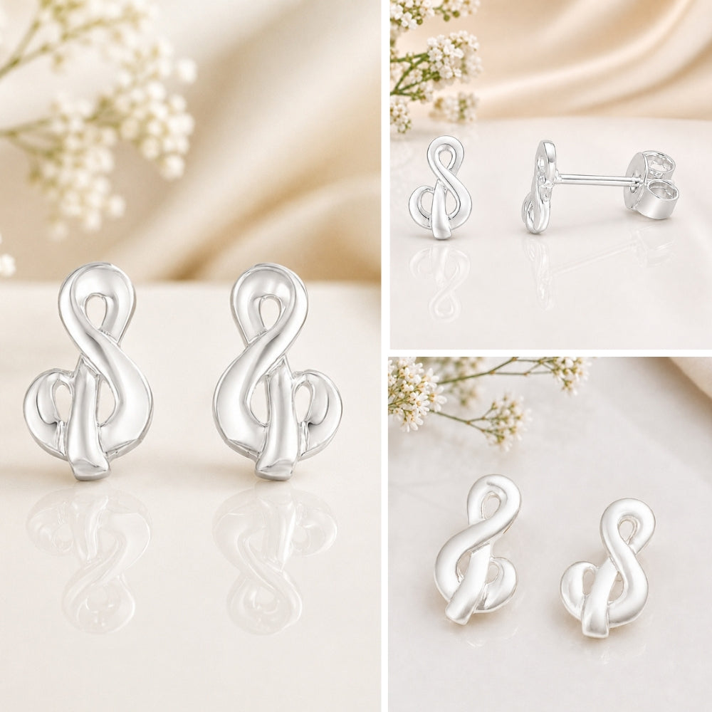Silver Music Melody Symbol Stud