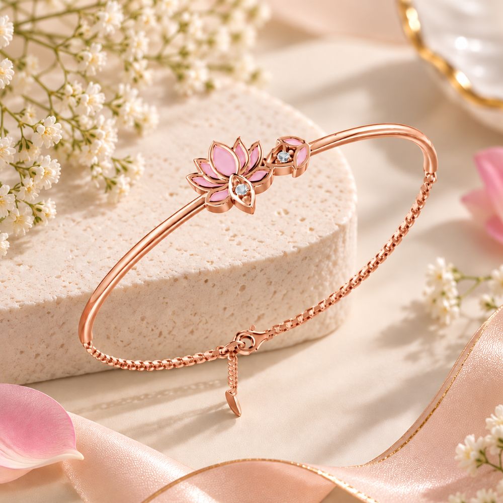 Blush Lotus Rose Gold Plated 925 Sterling Silver Bracelet
