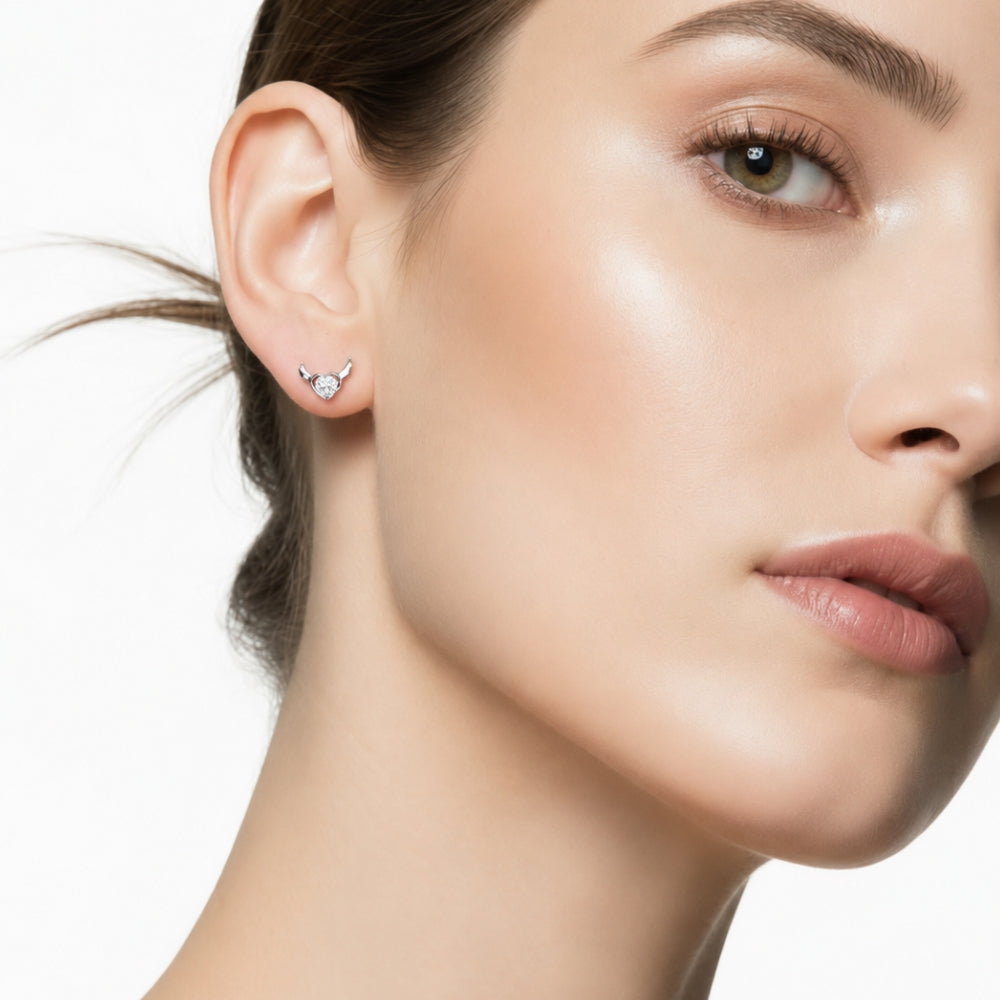 Silver Crystal Heart Sparkle Earrings