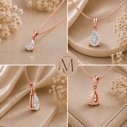 Raindrop Solitaire Rose Gold Plated Pendant Necklace