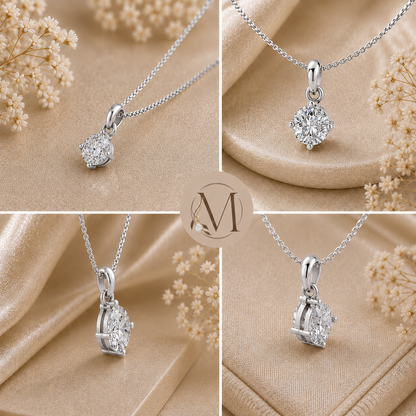 Starlight Solitaire Rhodium plated Pendant 925 Sterling Silver Necklace