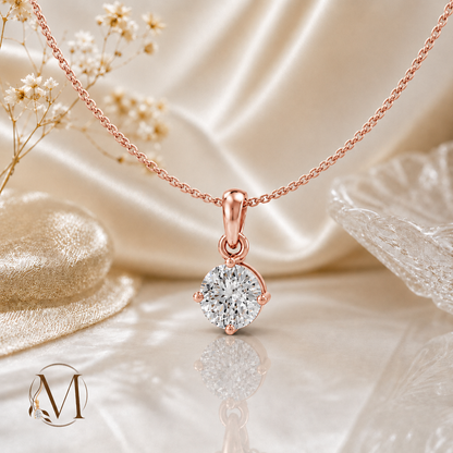 Starlight Solitaire Rose Gold plated Pendant 925 Sterling Silver Necklace