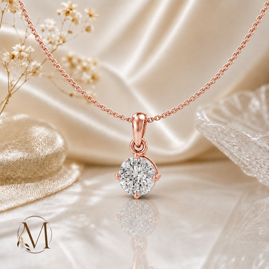 Starlight Solitaire Rose Gold plated Pendant 925 Sterling Silver Necklace