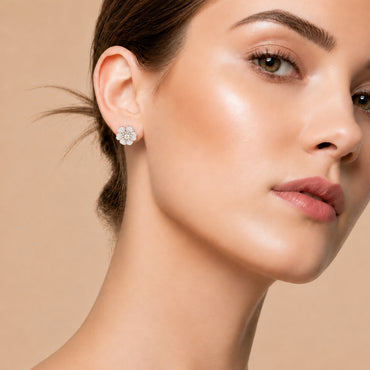 White Pearl Flower Earrings