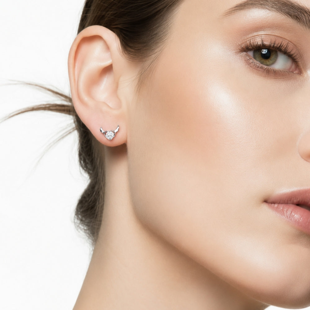Silver Crystal Heart Sparkle Earrings