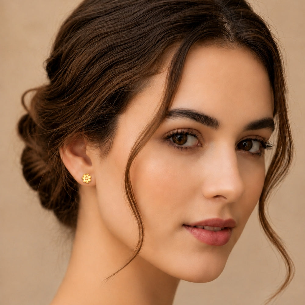 Classic Floral Gold Stud