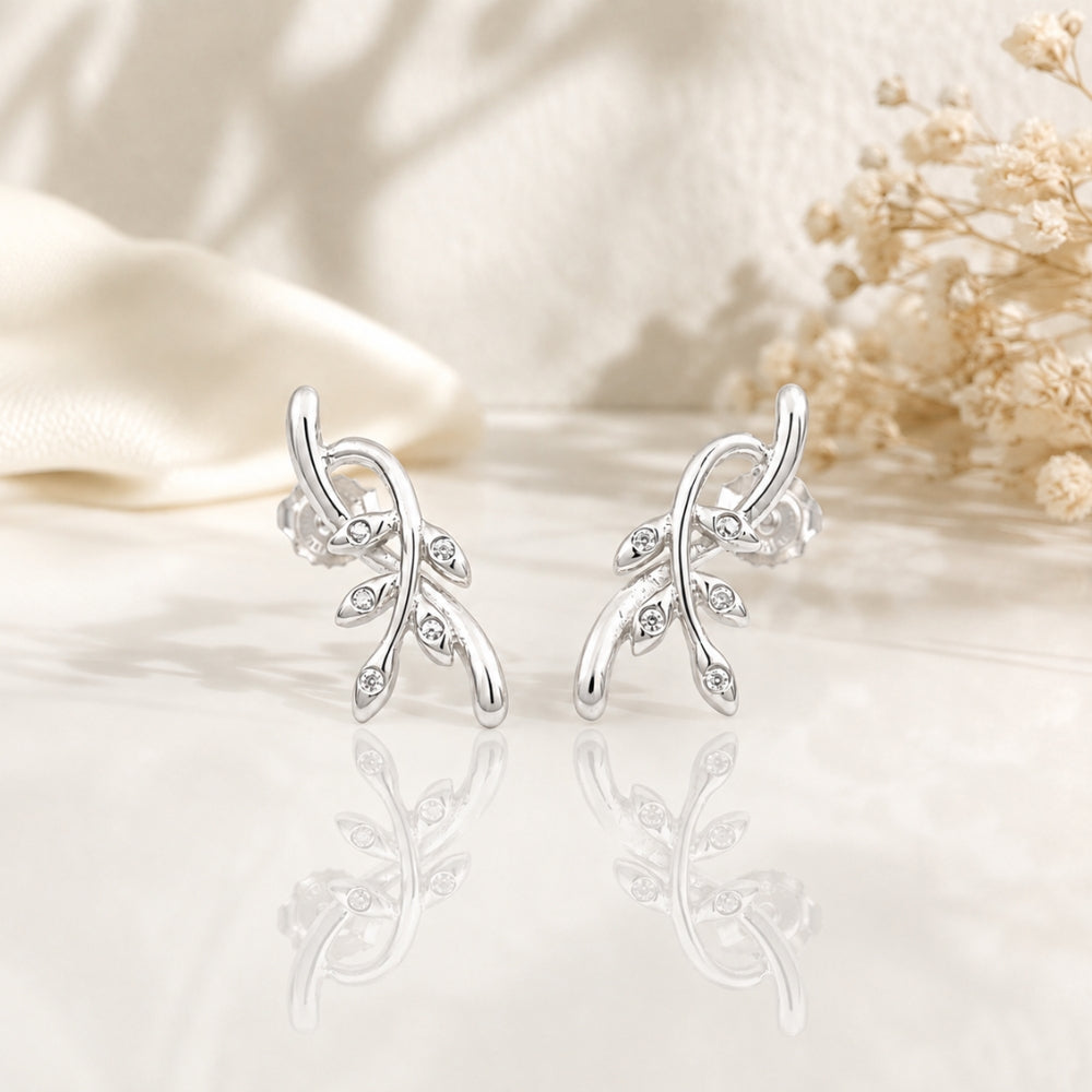 Silver Leaf Glow Earrings
