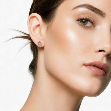 Graceful Floral Design Sparkling Stud Earrings