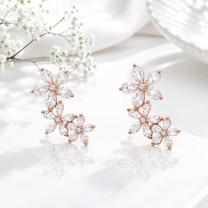 Three Flower Stone Ear Cuff