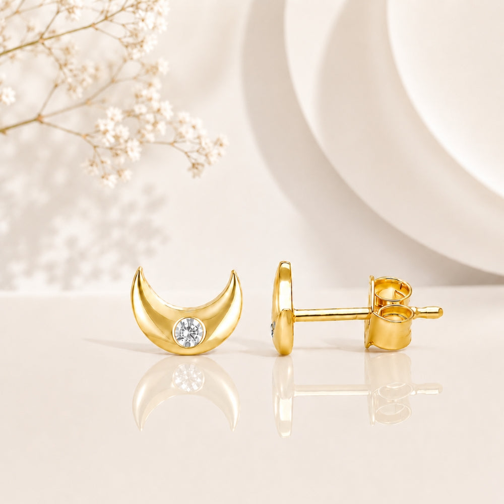 Moon Gold Crystal tiny  studs