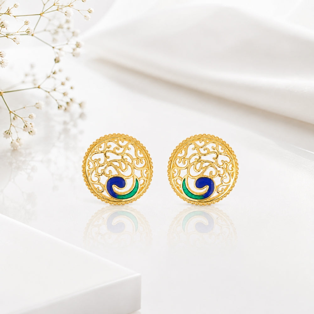 Emerald & Sapphire Swirl Earrings