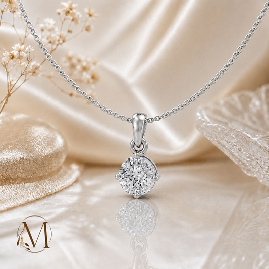 Starlight Solitaire Rhodium plated Pendant 925 Sterling Silver Necklace