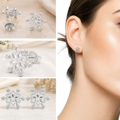 Silver Crystal Snowflake Stud