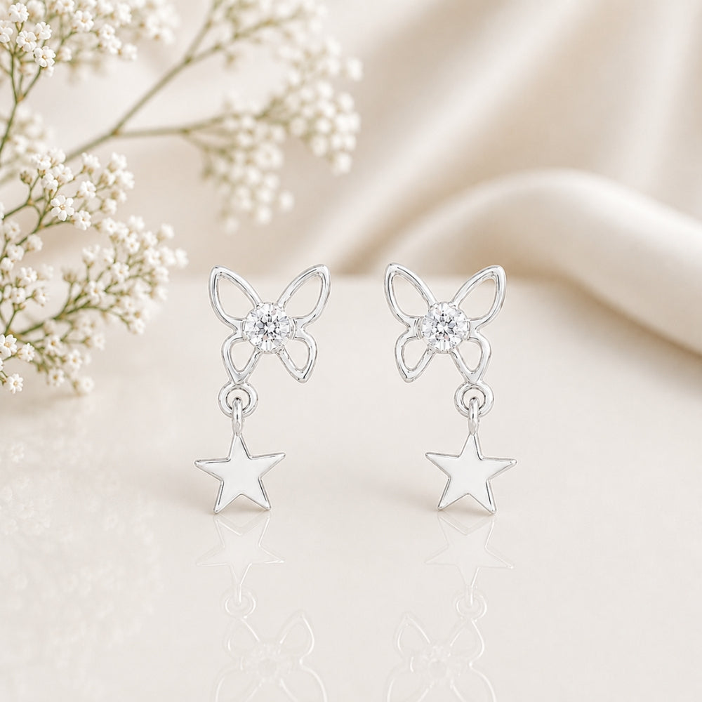 Sparkling Crystal Butterfly Star Drop charms Earing