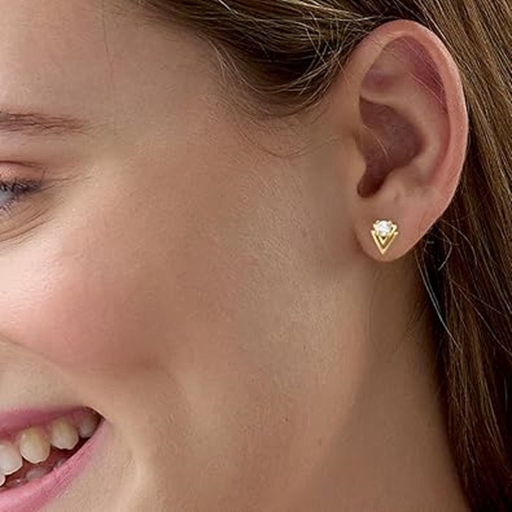 Maira Sterling Silver Geometric Solitaire Earrings