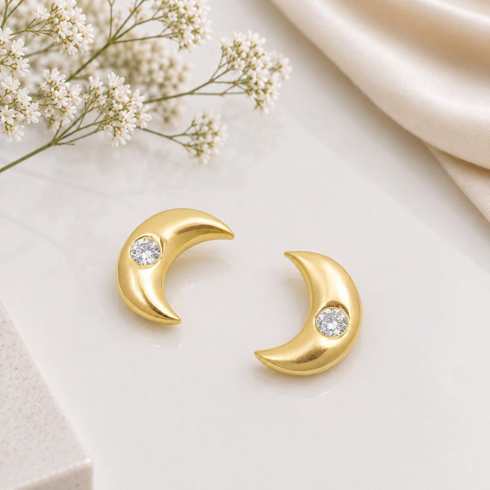 Moon Gold Crystal tiny  studs