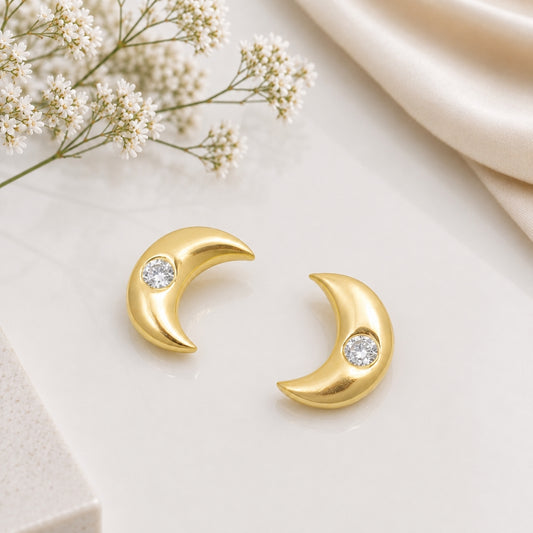 Moon Gold Crystal tiny  studs