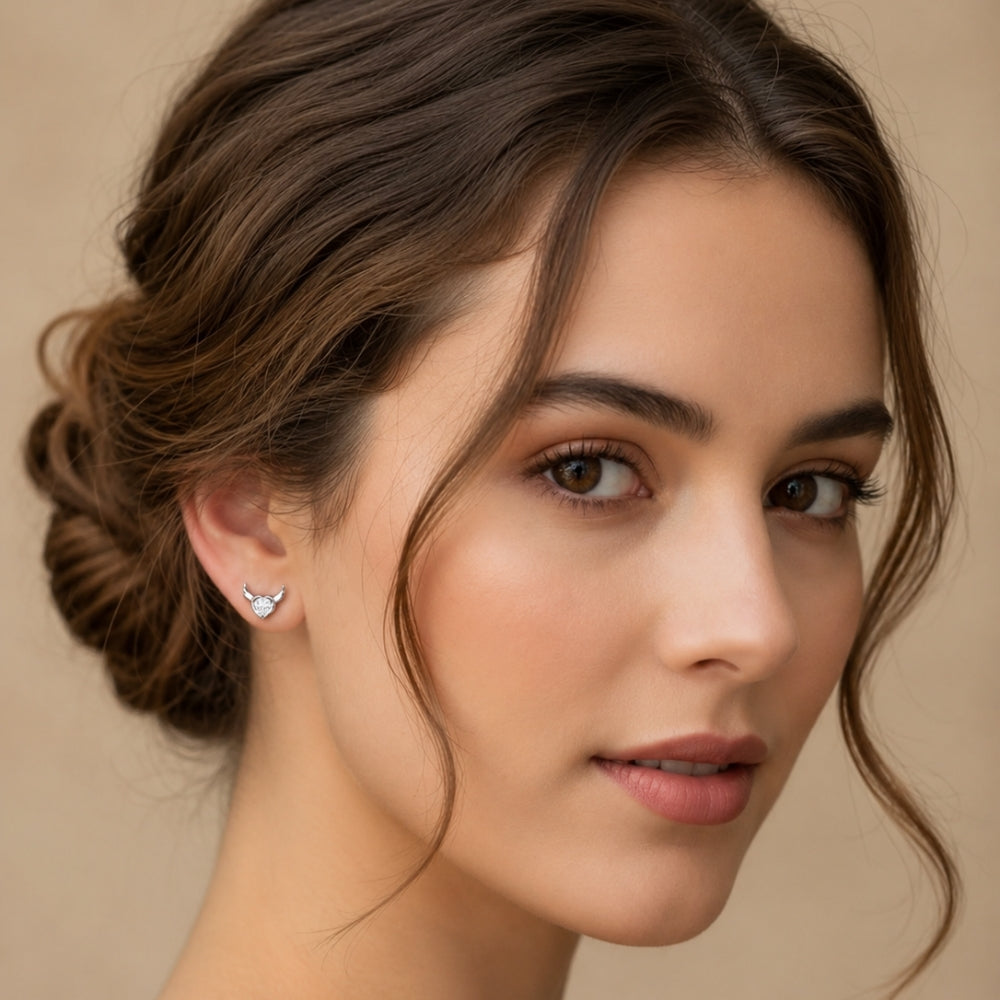 Silver Crystal Heart Sparkle Earrings
