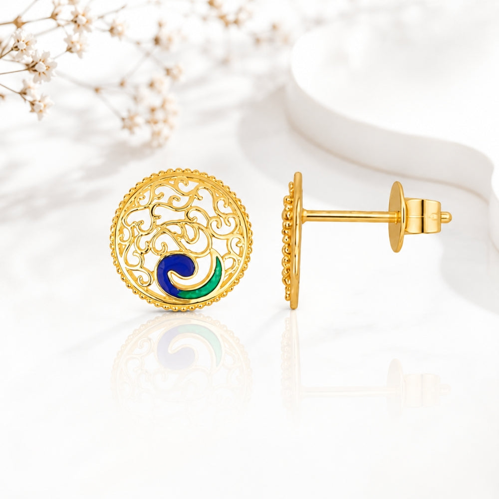 Emerald & Sapphire Swirl Earrings