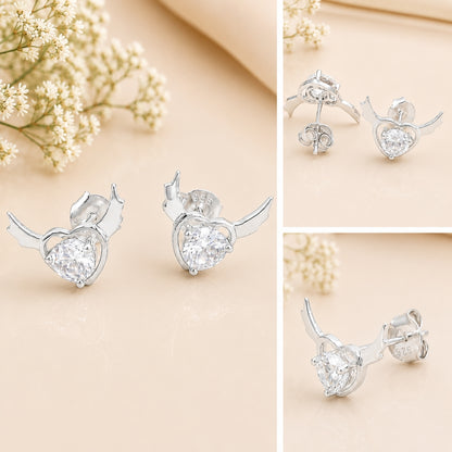 Silver Crystal Heart Sparkle Earrings