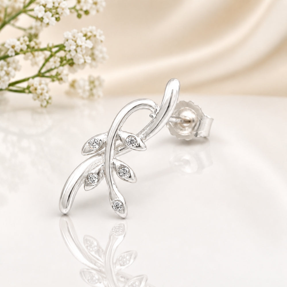 Silver Leaf Glow Earrings