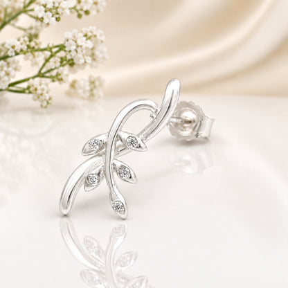 Silver Leaf Glow Earrings