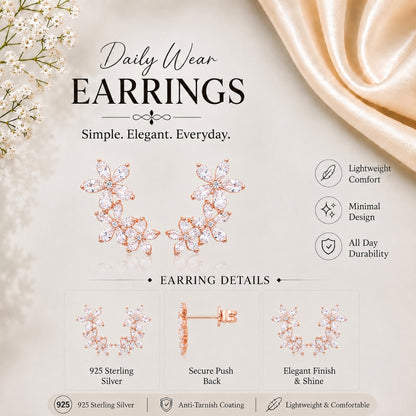 Three Flower Stone Ear Cuff
