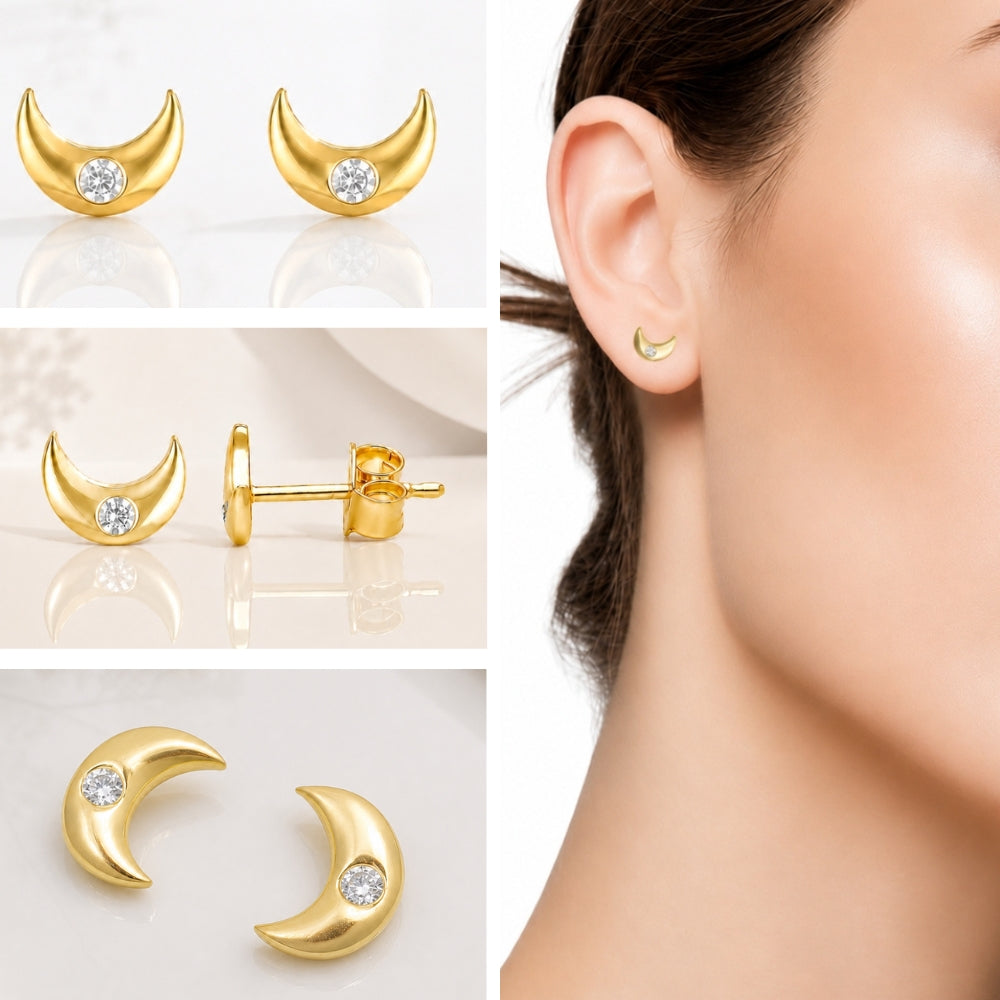Moon Gold Crystal tiny  studs
