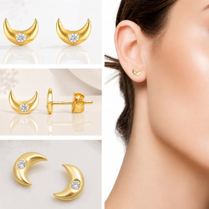 Moon Gold Crystal tiny  studs