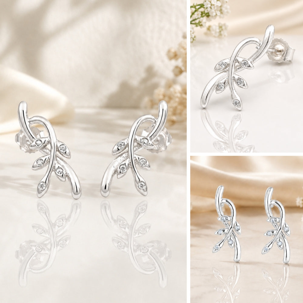 Silver Leaf Glow Earrings