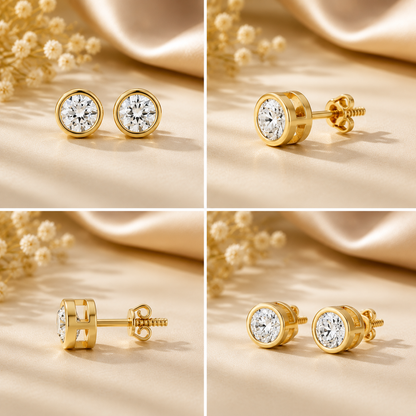 Golden Radiance Round Crystal Stud
