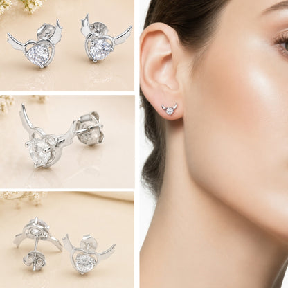 Silver Crystal Heart Sparkle Earrings