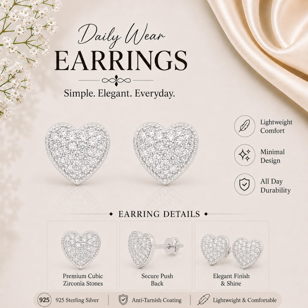 Shimmering Stylish Heart Shaped Stud