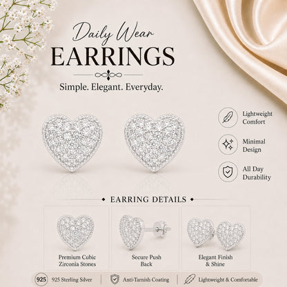 Shimmering Stylish Heart Shaped Stud
