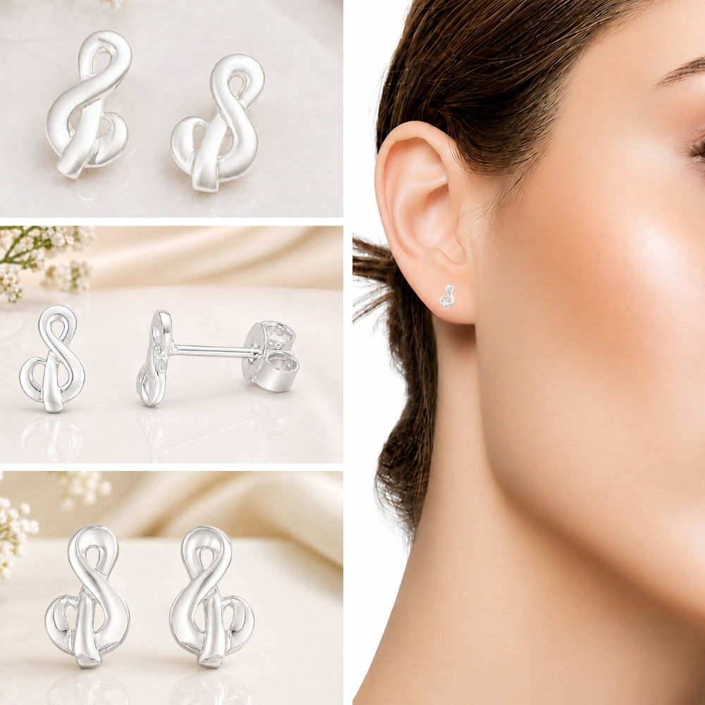 Silver Music Melody Symbol Stud
