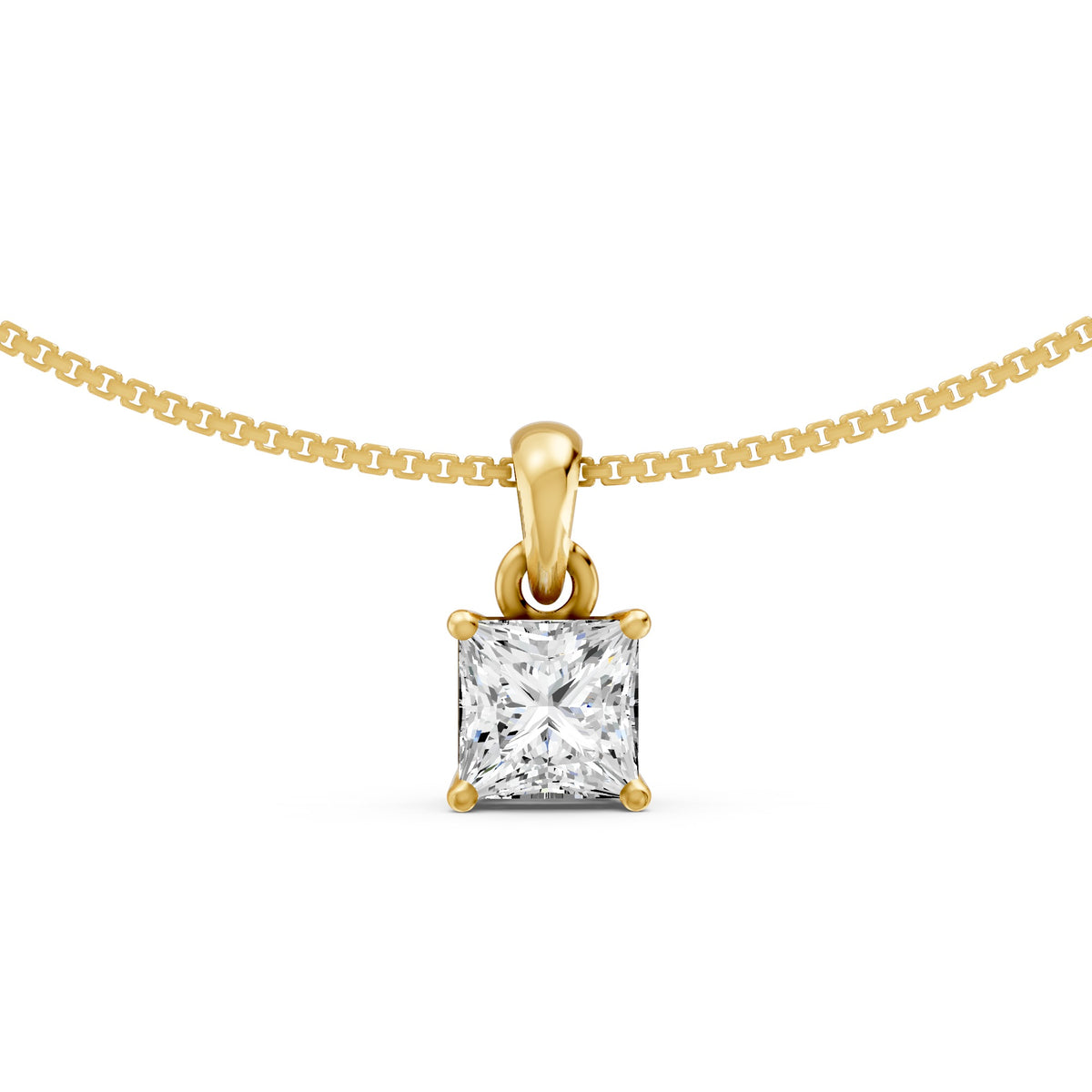 Prism Solitaire Gold Plated Pendant 925 sterling Silver Necklace