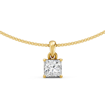 Prism Solitaire Gold Plated Pendant 925 sterling Silver Necklace