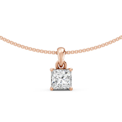 Prism Solitaire Rose Gold Plated Pendant 925 Sterling Silver Necklace
