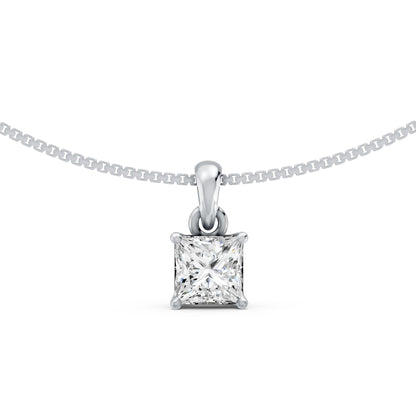 Prism Solitaire Rhodium Plated Pendant 925 Sterling Silver Necklace