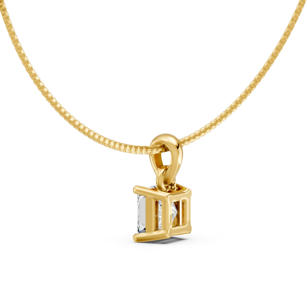 Prism Solitaire Gold Plated Pendant 925 sterling Silver Necklace