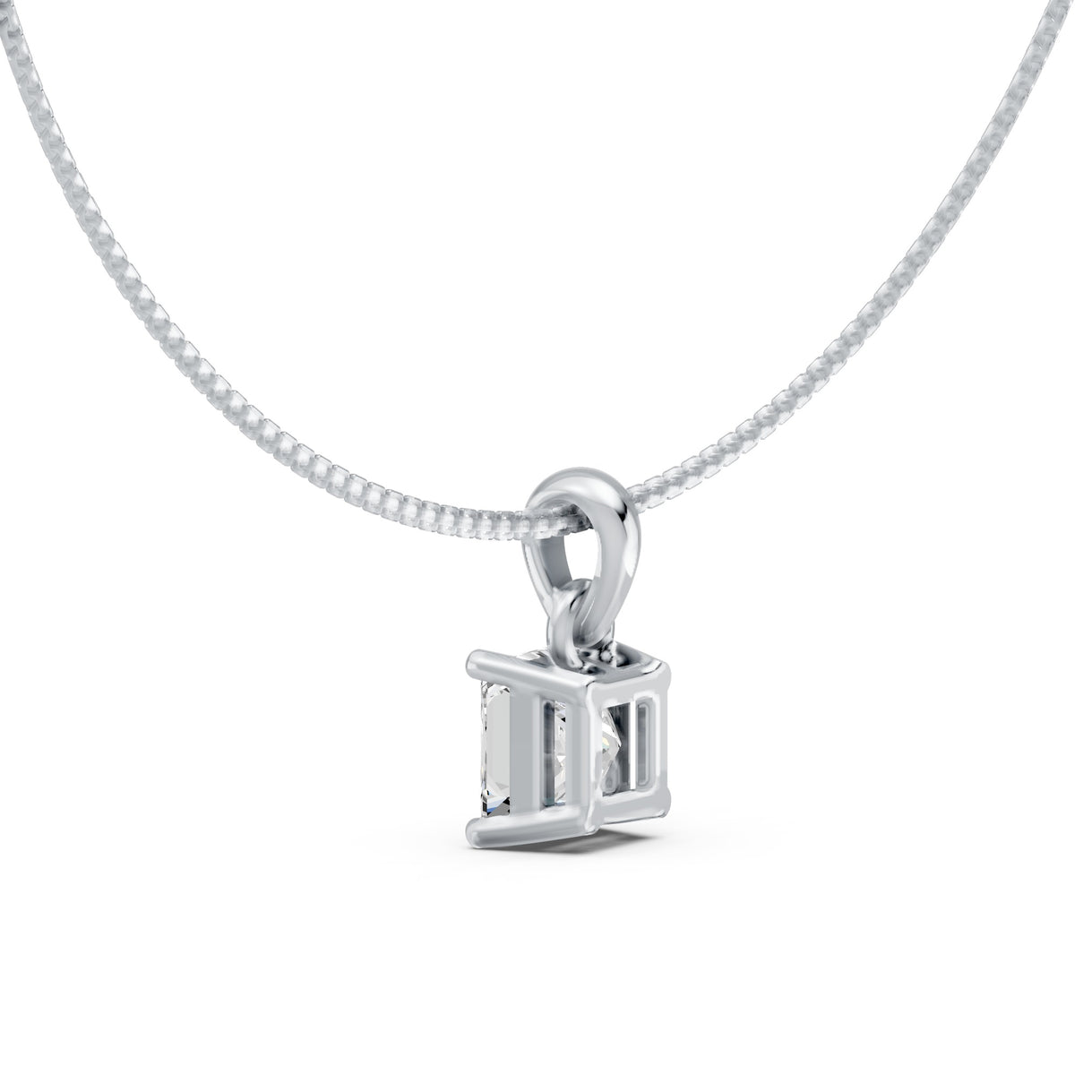Prism Solitaire Rhodium Plated Pendant 925 Sterling Silver Necklace