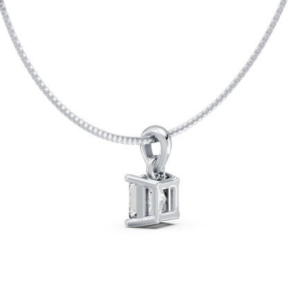 Prism Solitaire Rhodium Plated Pendant 925 Sterling Silver Necklace