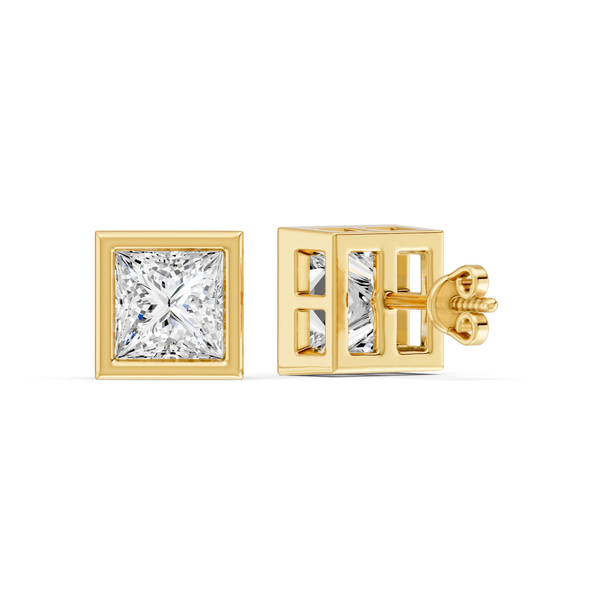 Square CZ Stone stud Earrings