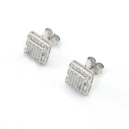 Maira Sterling Silver Deco Grid Earrings