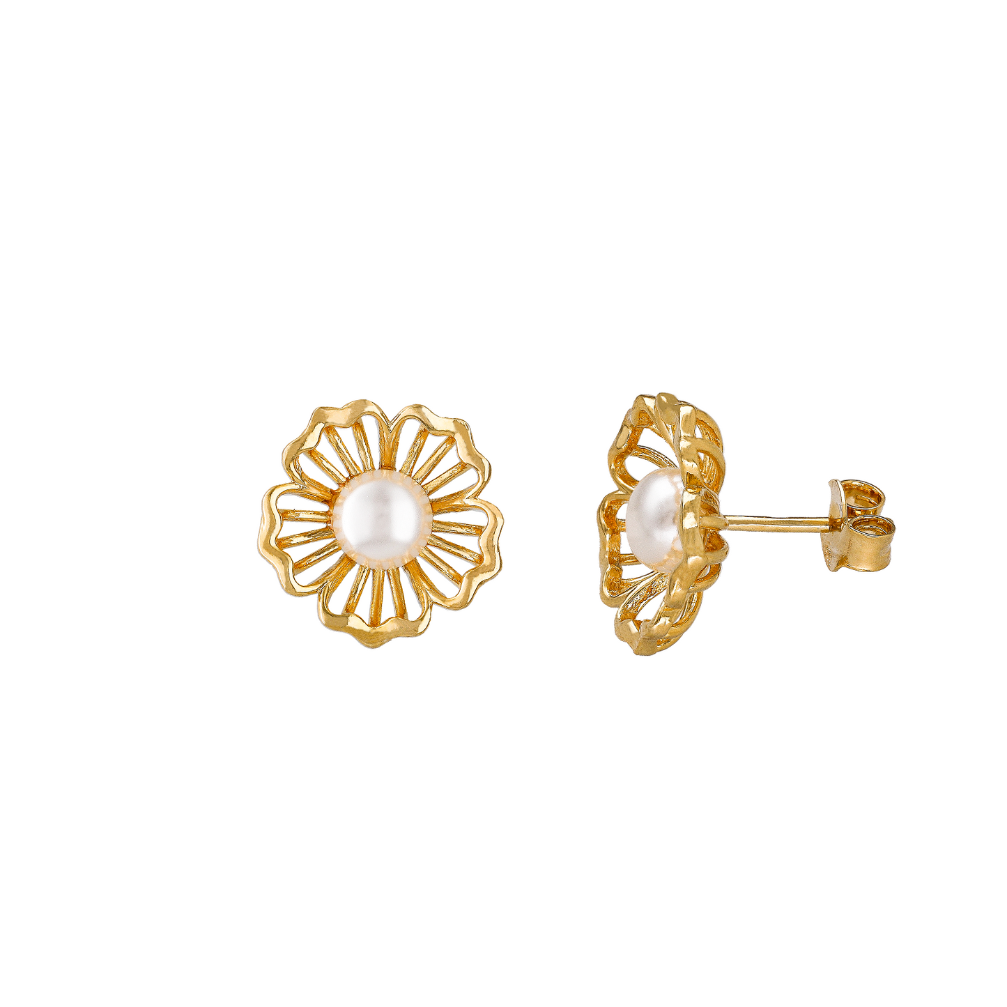 MAIRA 925 Sterling Silver Floral  Gold Plated Pearl Earrings For women/ Girls