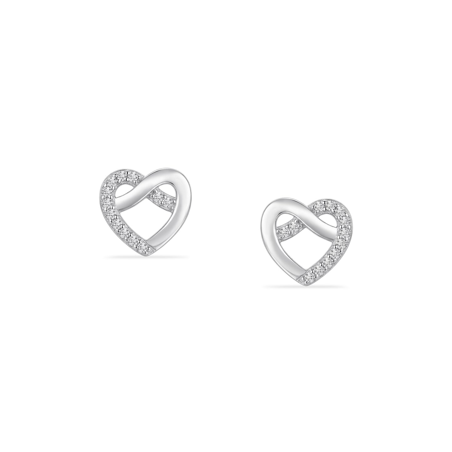 Maira Sterling Silver Infinity Heart Pavé Stud Earrings