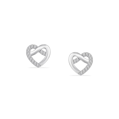 Maira Sterling Silver Infinity Heart Pavé Stud Earrings
