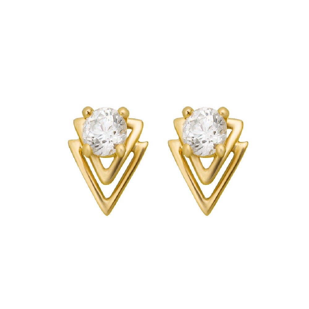 Maira Sterling Silver Geometric Solitaire Earrings