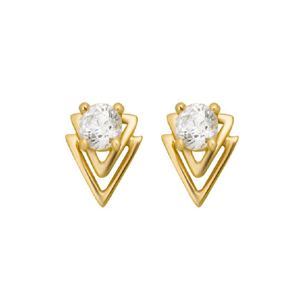 Maira Sterling Silver Geometric Solitaire Earrings