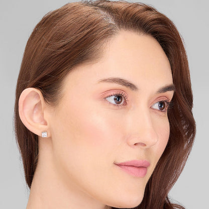 MAIRA Single Stone Square  Stud 925 Sterling Silver Earrings Set Gifts for Girls